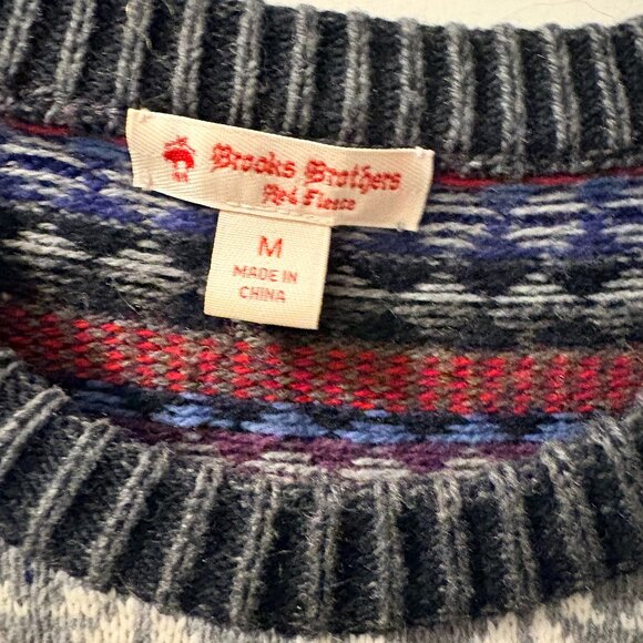 Brooks Brothers Red Fleece Fair Isle Sweater – Size Medium – Nordic Winter Knit - Picture 2 of 2